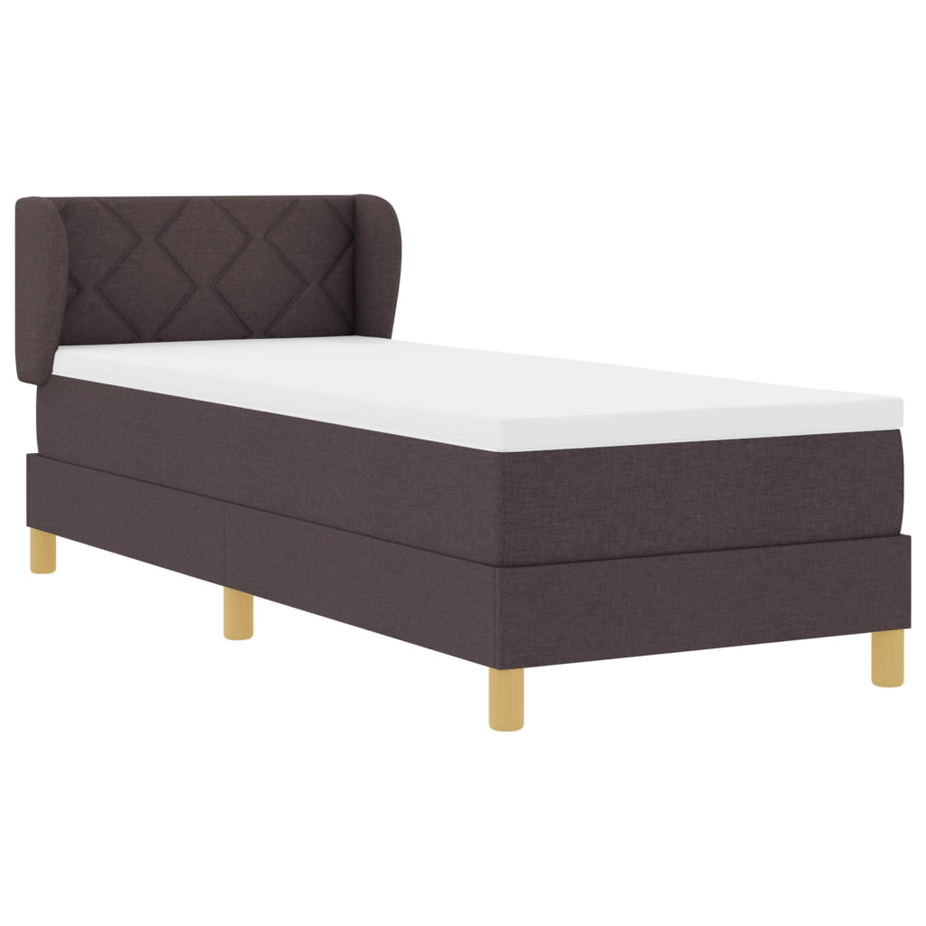 Letto con Box Spring e Materasso - Marrone Scuro, 80x200 cm, Tessuto