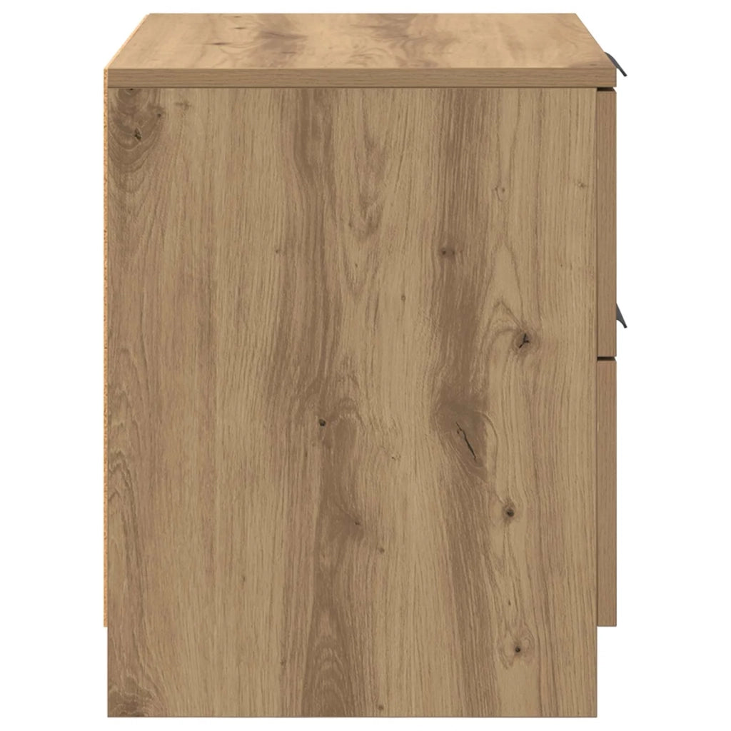 Set di 2 Comodini | Armadio da Notte | Mobiletto da notte Rovere artigianale 45 x 39 x 50cm