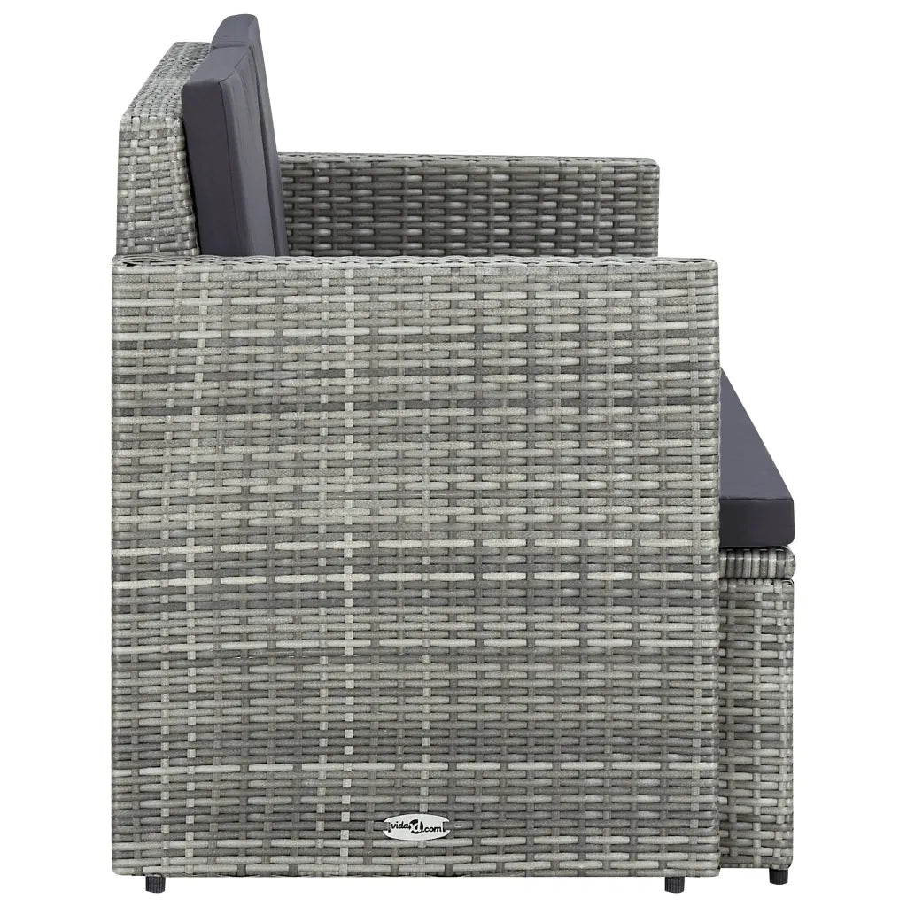 Divano da Giardino a 2 Posti con Cuscini-Sofa da Giardino-Divano da esterno Grigio in Polyrattan 137580