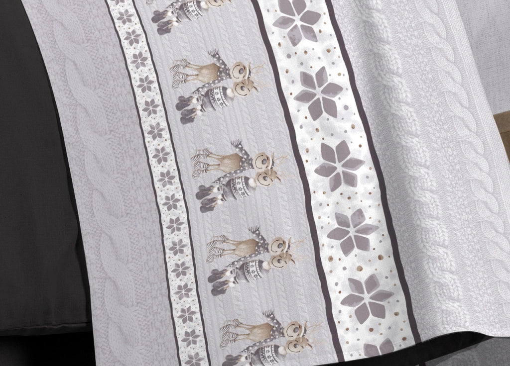 Completo Lenzuola Linea Pensieri Delicati 100% Cotone Disegno Renna - Matrimoniale - Grigio