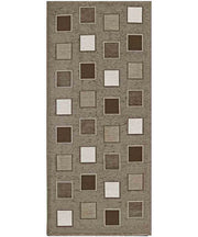 Tappeto moderno SQUARE FANGO geometrico a quadri, passatoia cucina multiuso lavabile in lavatrice e anti-scivolo cm.55x115