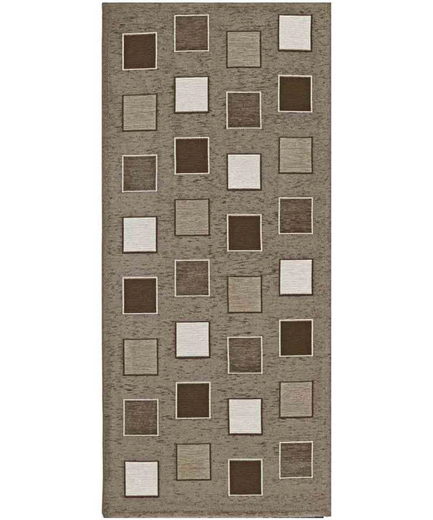 Tappeto moderno SQUARE FANGO geometrico a quadri, passatoia cucina multiuso lavabile in lavatrice e anti-scivolo cm.55x115