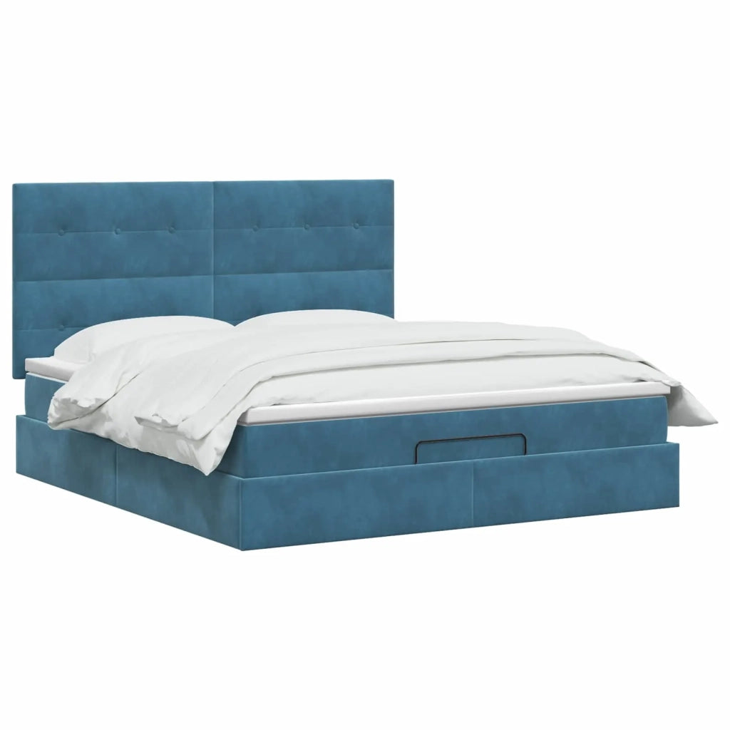 Letto ottomano con materasso Blu Scuro 180 x 200 cm Velluto 3457741