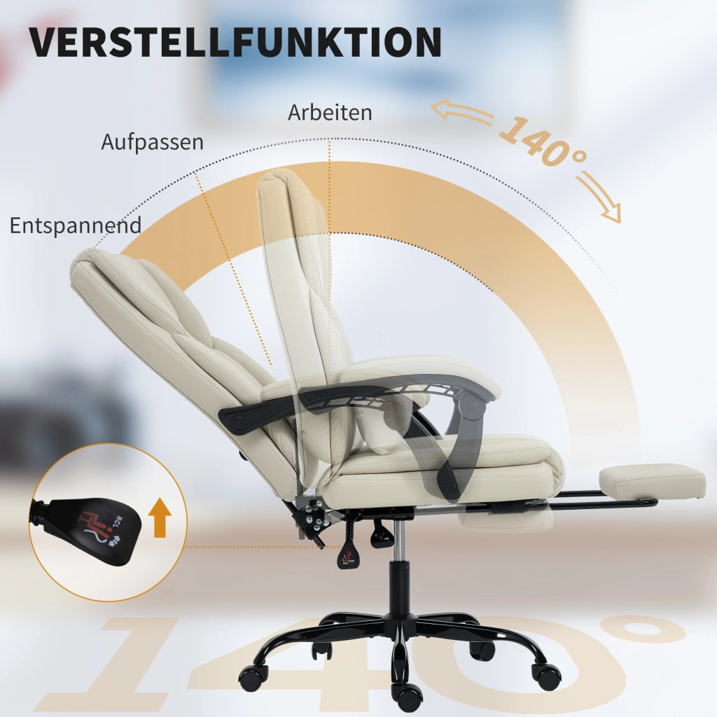 Sedia da Ufficio con Poggiapiedi ¨C Xylo ¨C Ecopelle Beige Regolabile