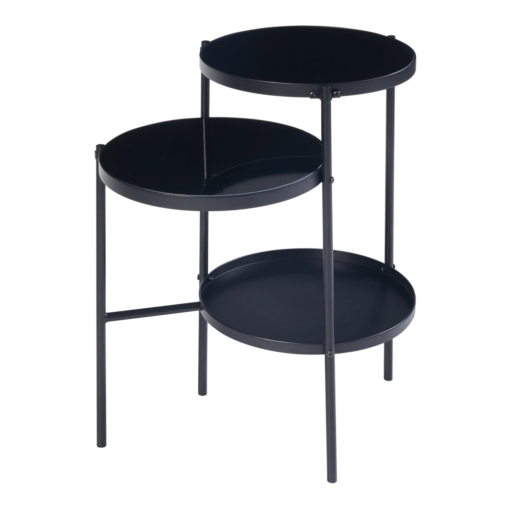 Tavolino laterale con 3 ripiani in metallo 70 x 58 x 37 cm nero 03_0010930