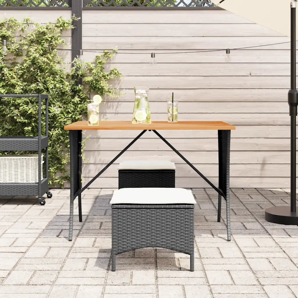 Set da Pranzo da Giardino 3 pz | Set Salotto da Giardino con Cuscini Nero in Polyrattan