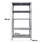 SCAFFALE IN METALLO MACISTE 120 X 40 X 195 H 5 PIANI KG 260 SENZA BULLONI