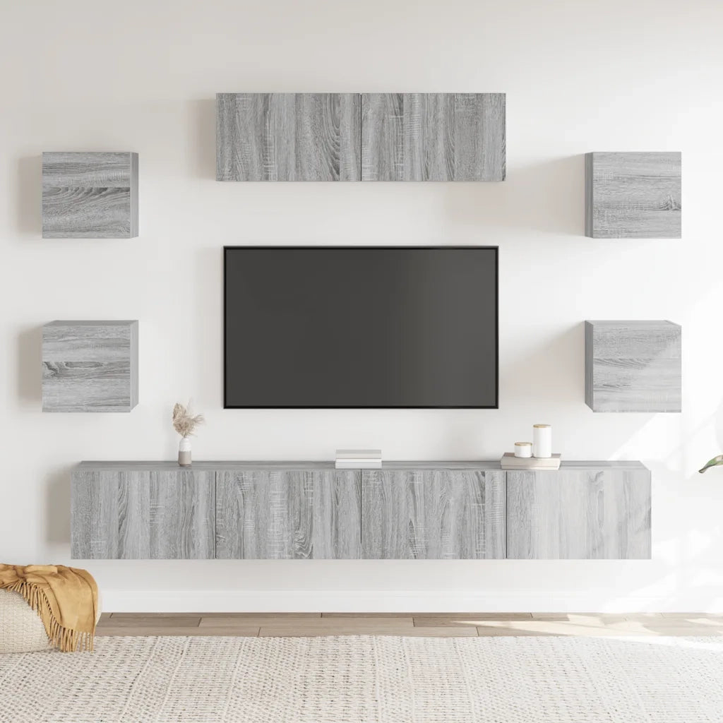 Set di Mobili Porta TV 7 pz Grigio Sonoma in Legno Multistrato cod mxl 22784