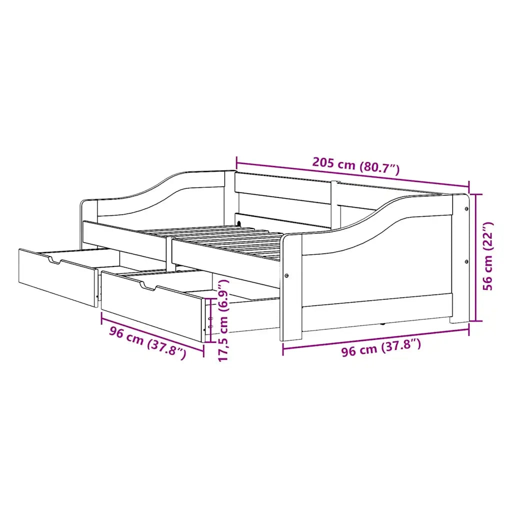 Dormeuse 2 Cassetti senza Materasso Bianco&Rosa 90x200 cm IRUN 3314681