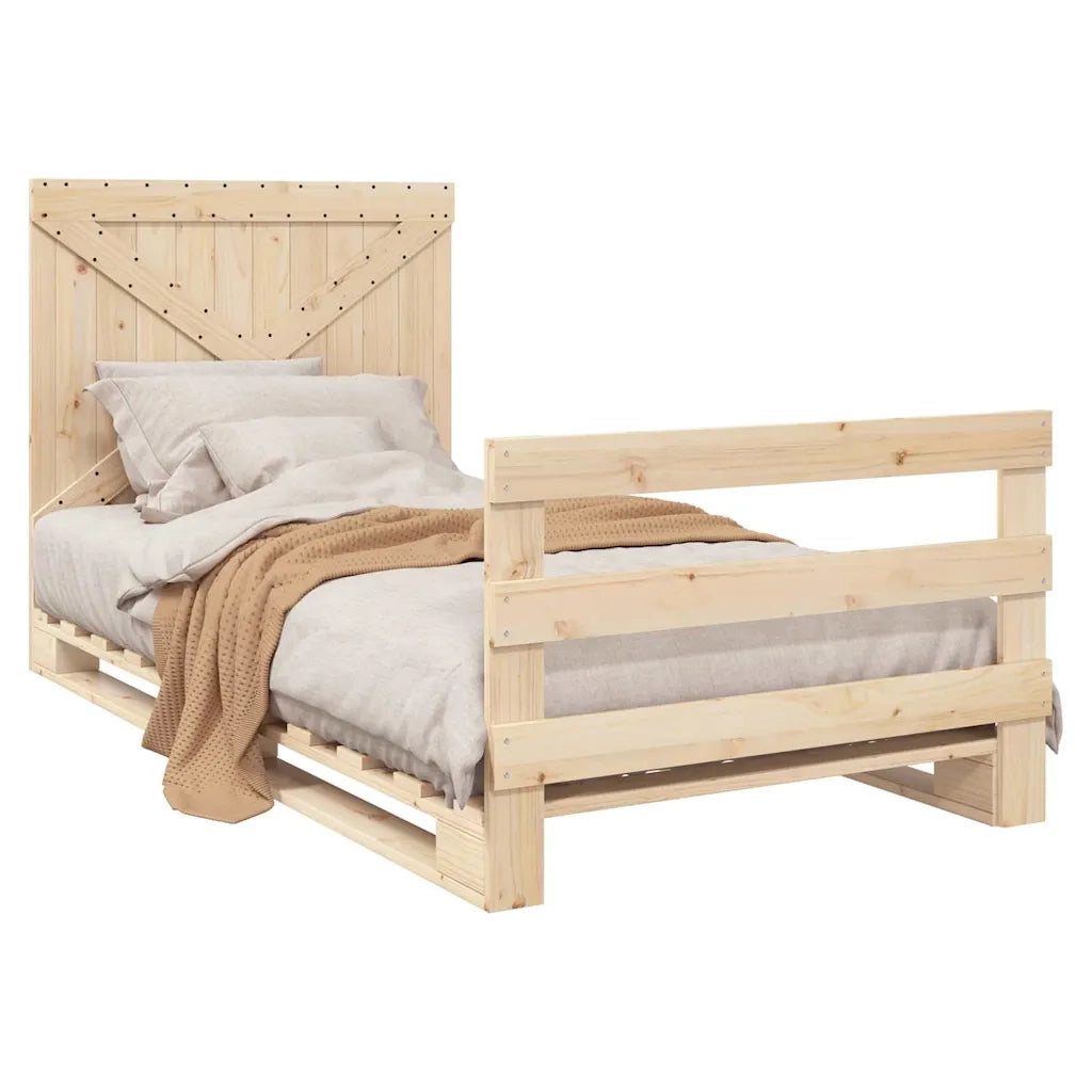 Giroletto con Testiera 100x200 cm Legno Massello di Pino 3281575