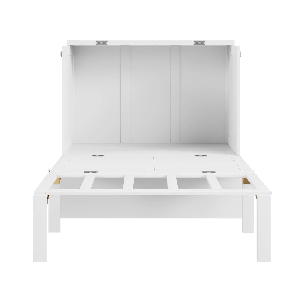 DESMIU Letto a scomparsa 90 × 200 cm 1 posto con vano portaoggetti e piano d'appoggio, senza materasso, bianco