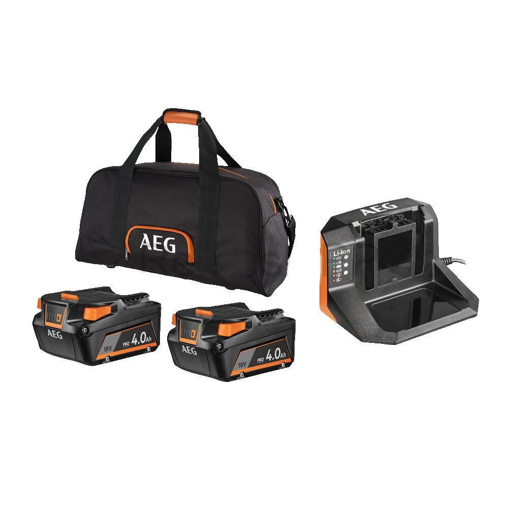 KIT SET BATTERIA CARICABATTERIE 2 BATTERIE 4.0Ah 18V + BORSA AEG 4935479809