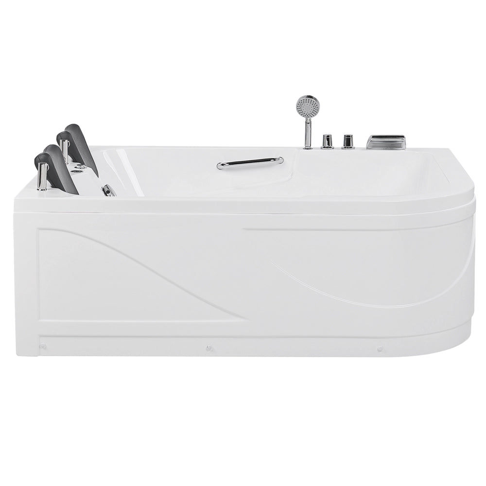 Vasca Idromassaggio Acrilico Bianco 170 x 119 cm Luci LED Subacquee Curvo versione destra Doppio Idromassaggio