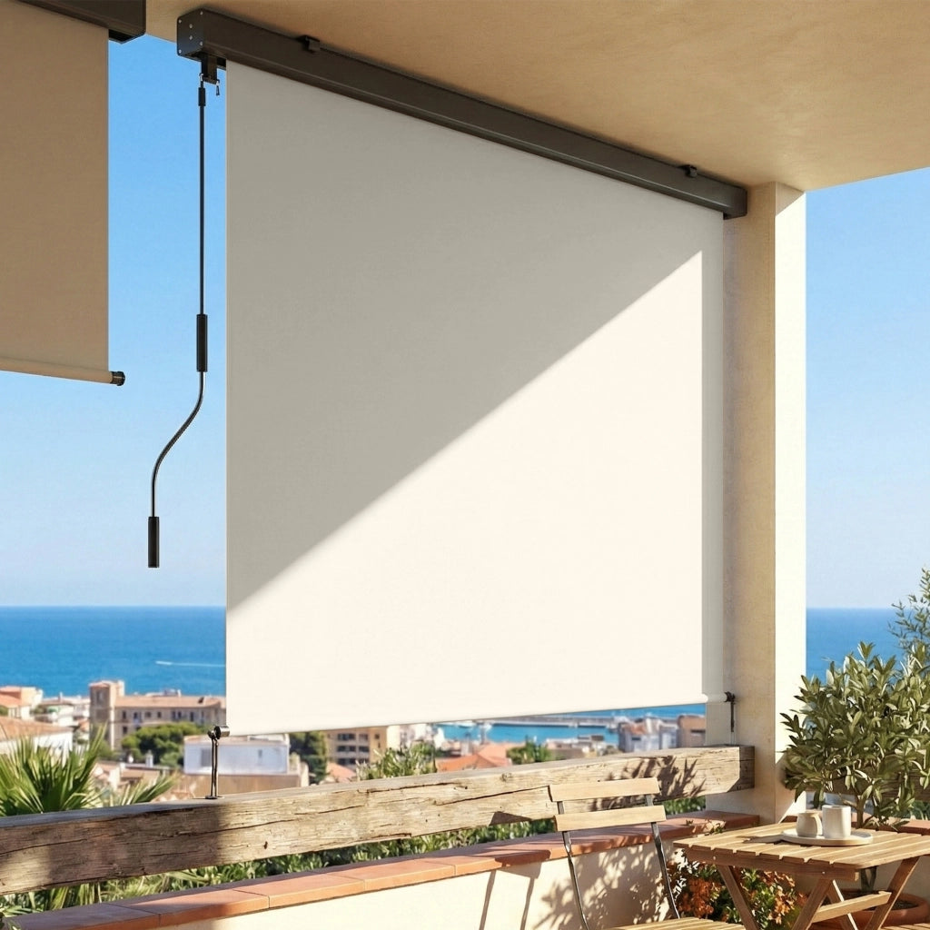 Tenda a Rullo Avvolgibile con Cassetta Alluminio ¨C zephmum ¨C 250x160 cm Bianco Crema