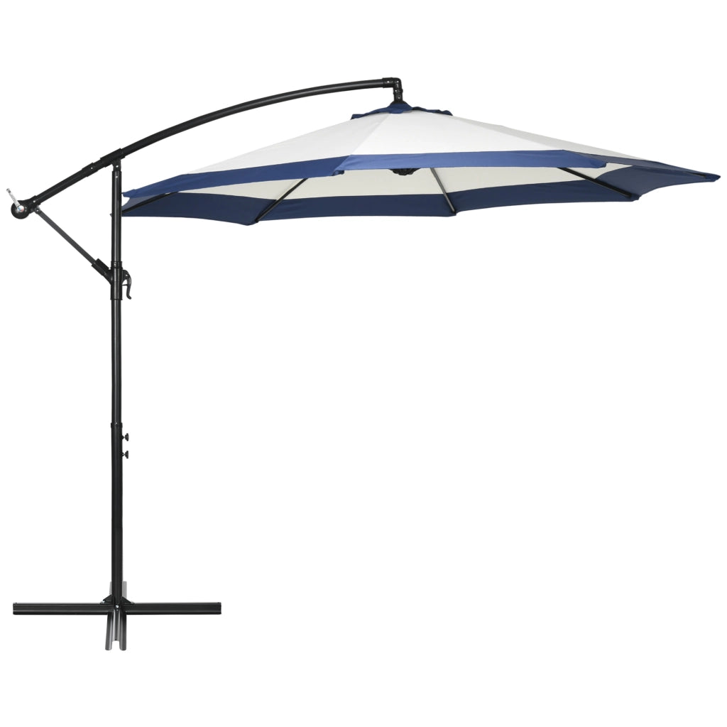 Ombrellone da Giardino ¨C Zephmum ¨C Blu Scuro e Crema, ?3x2 m