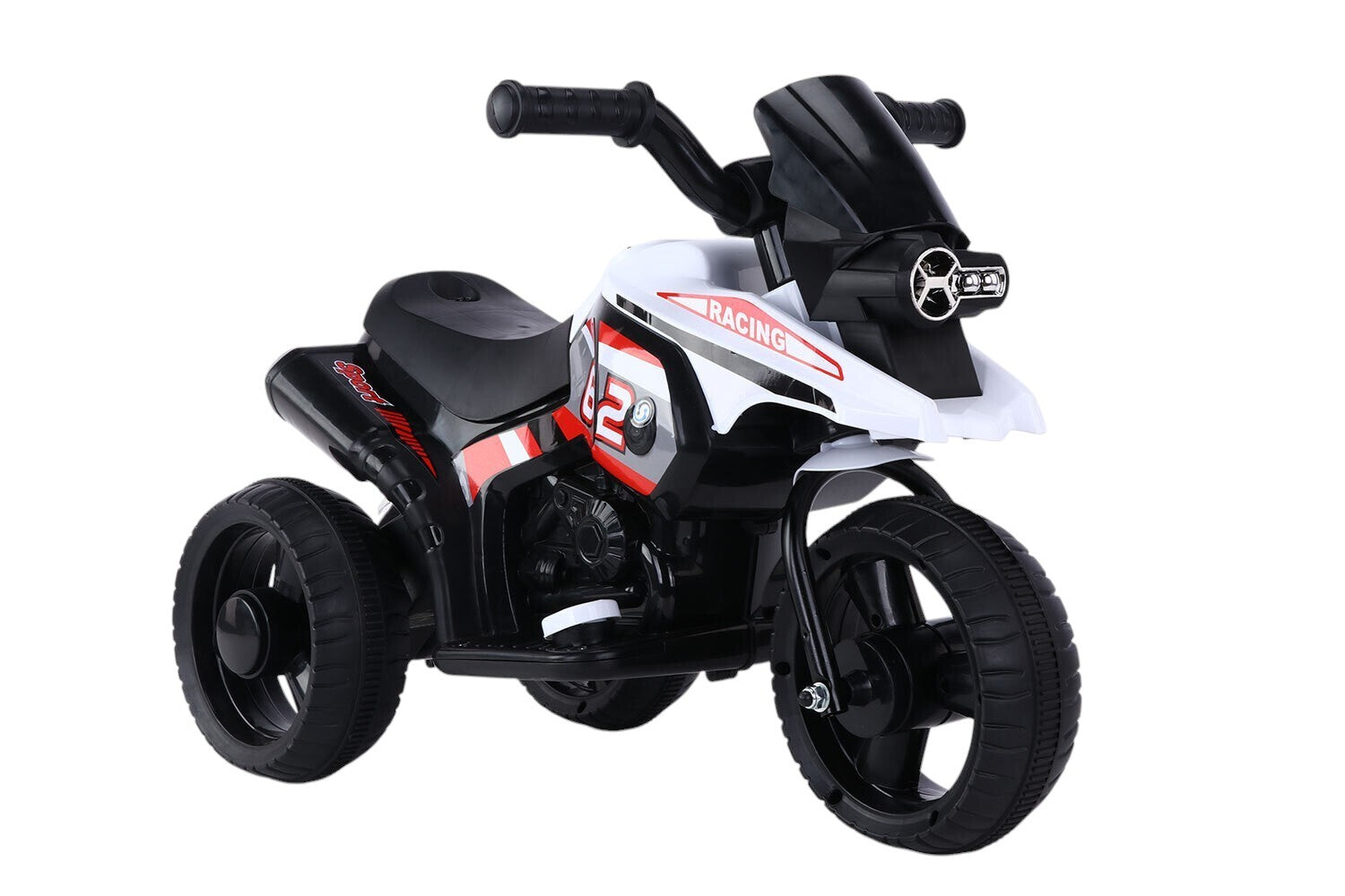Moto Elettrica per Bambini 6V 3 Ruote con Suoni e Luci Bianco