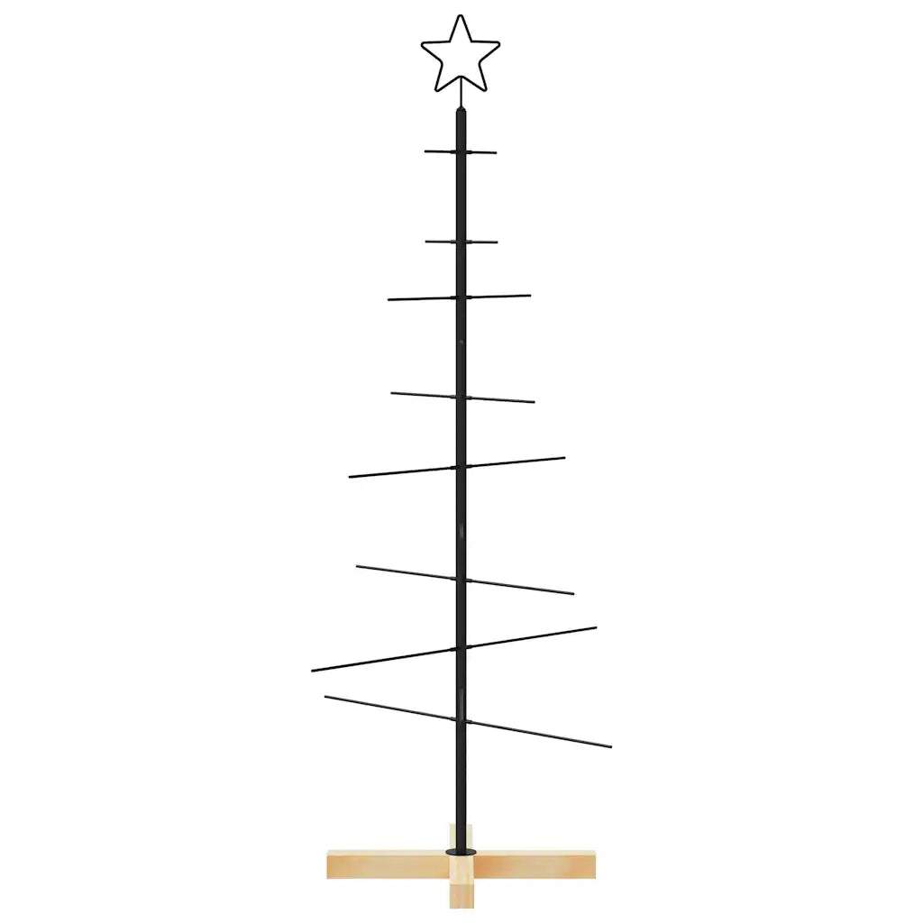 Albero di Natale in Metallo con Base in Legno Nero 120 cm 359603
