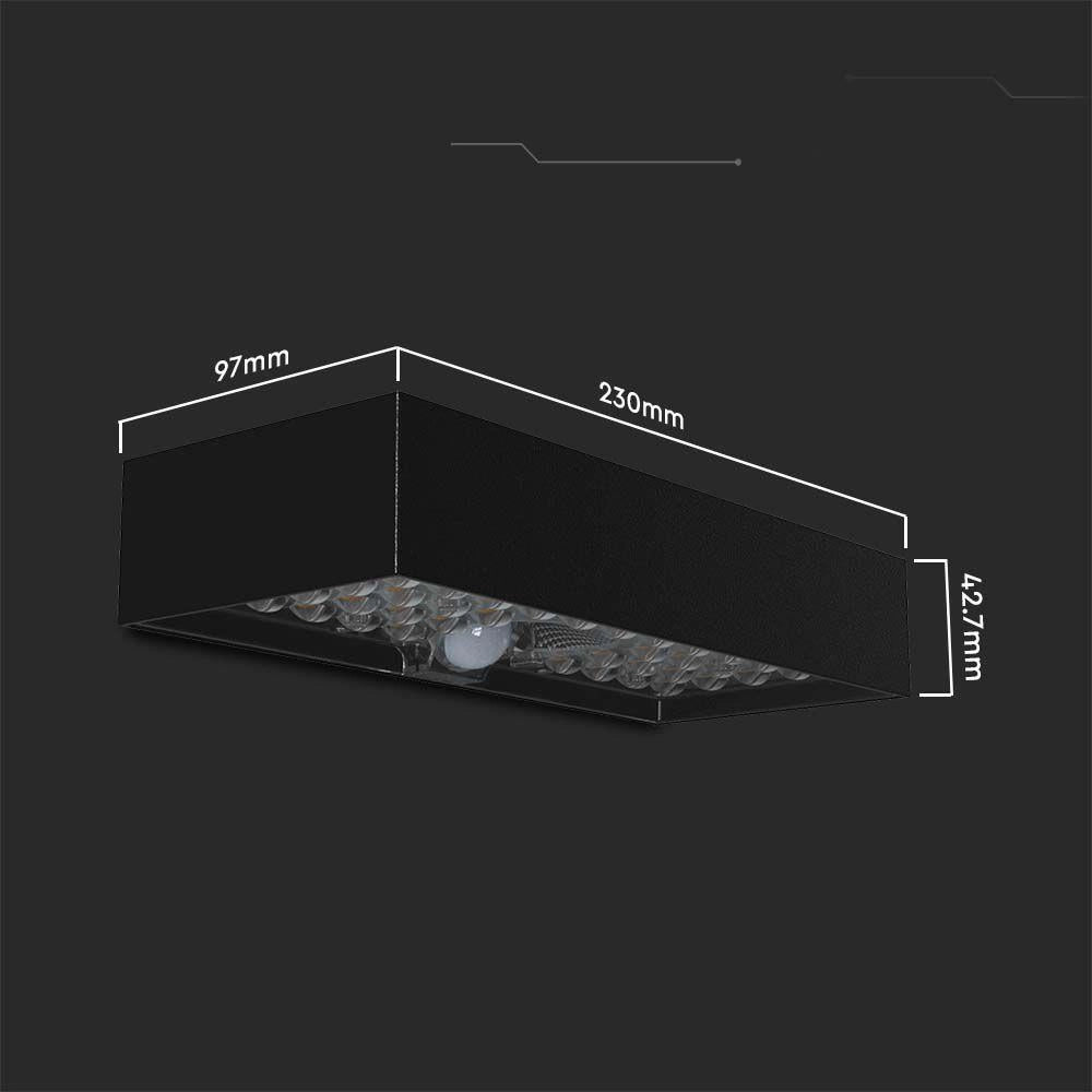 Applique solare LED 6W sensore 900lm IP65 nero V-TAC