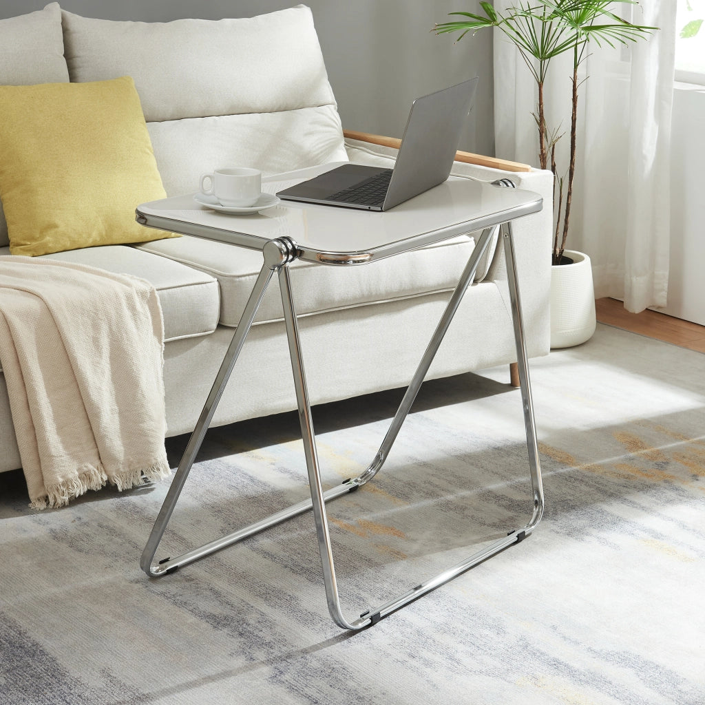 Tavolo Pieghevole Alerhavn Tavolino Portatile per Divano Laptop 70x49x68 cm Bianco [en.casa]