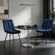 Set di 2 sedie da pranzo imbottite con schienale ergonomico in velluto e metallo blu