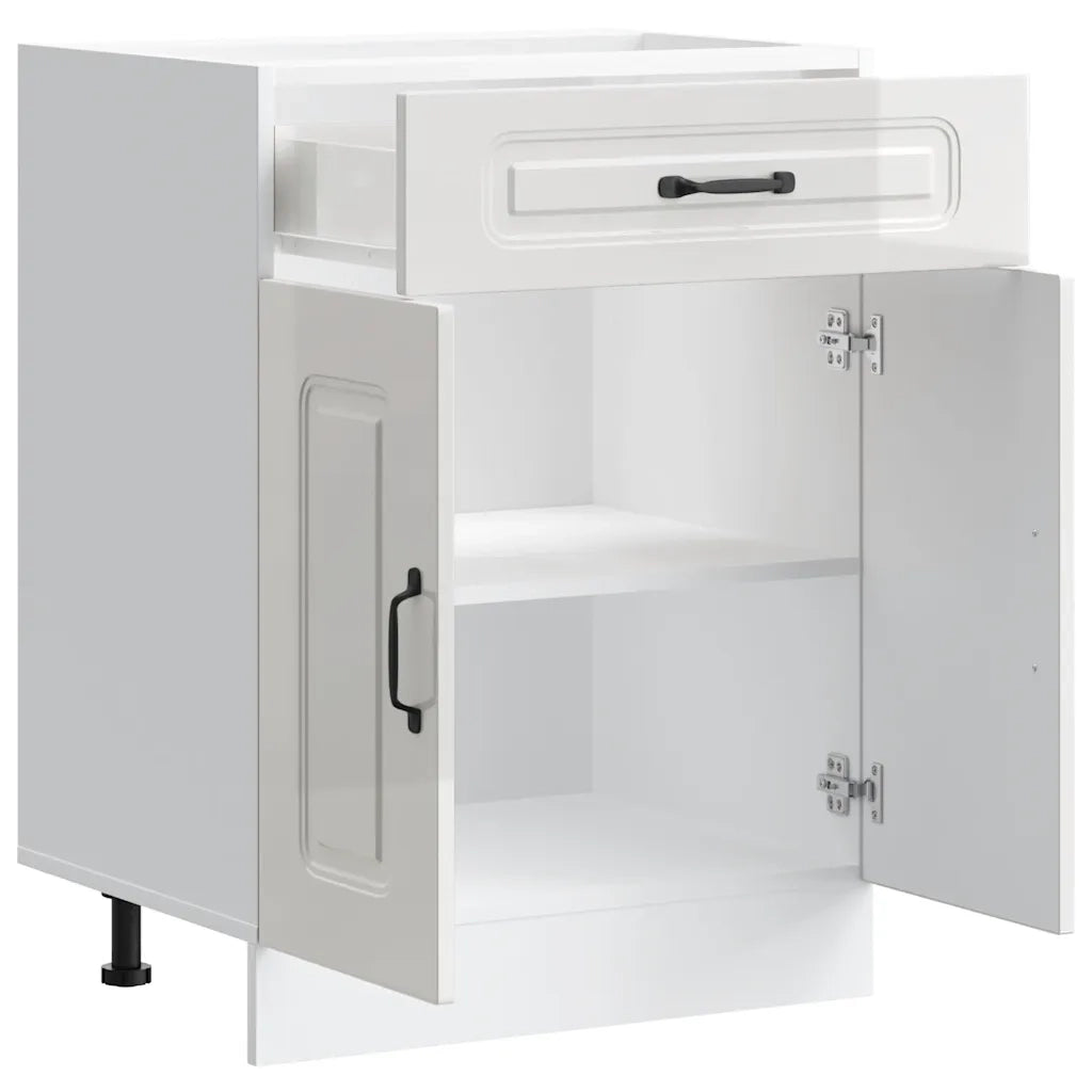 Base da Cucina-Mobile Base da Cucina Kalmar Bianco Lucido in Legno Multistrato 858451
