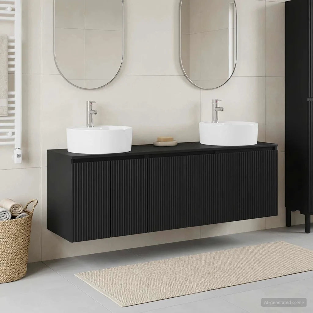 Set di Armadi da Bagno 3 pz Nero 161,5 x 44,5 x 82 cm