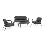 Set da 4 Salotto da Esterno in Alluminio con Cuscini e Corda - VERALIS