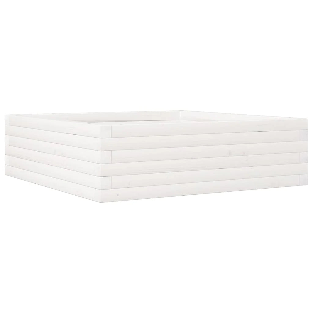 Fioriera rialzata per piante e fiori terrazza giardino 80 x 80 x 23 cm legno di pino massiccio bianco 02_0037889
