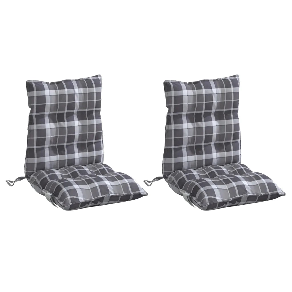 Cuscini Sedia Schienale Basso 2 pz Quadri Grigio Tessuto Oxford 377713
