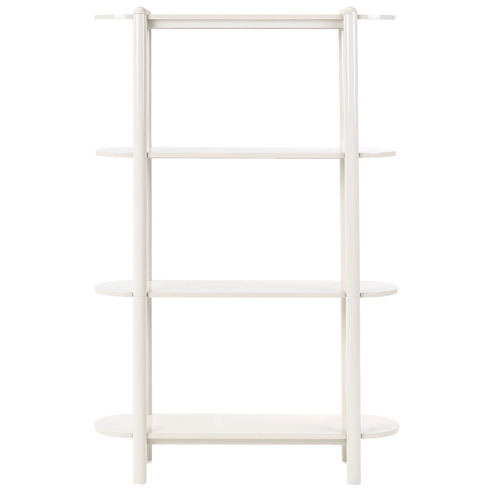 Libreria a 3 ripiani in MDF beige, 170 x 110 cm, ovale, verniciata, stile retrò, per soggiorno o ufficio