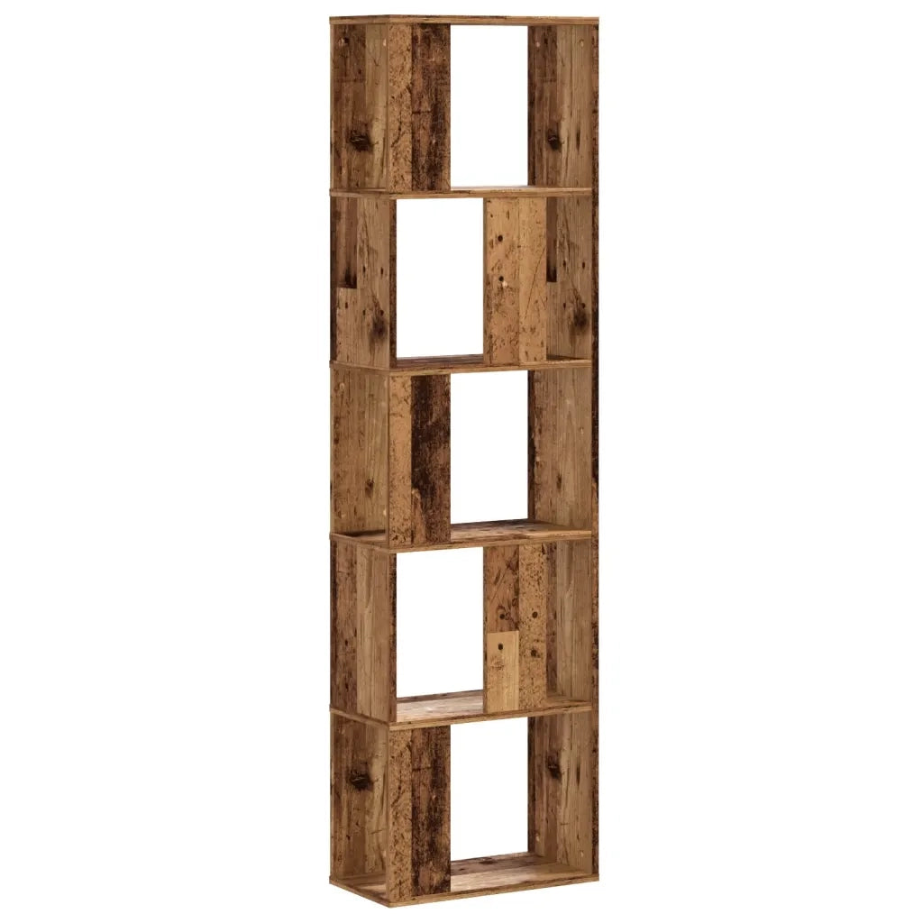 Libreria 5 Ripiani-Scaffale per Libri-Mobile di Stoccaggio Legno Vecchio 45x23,5x162,5cm Multistrato