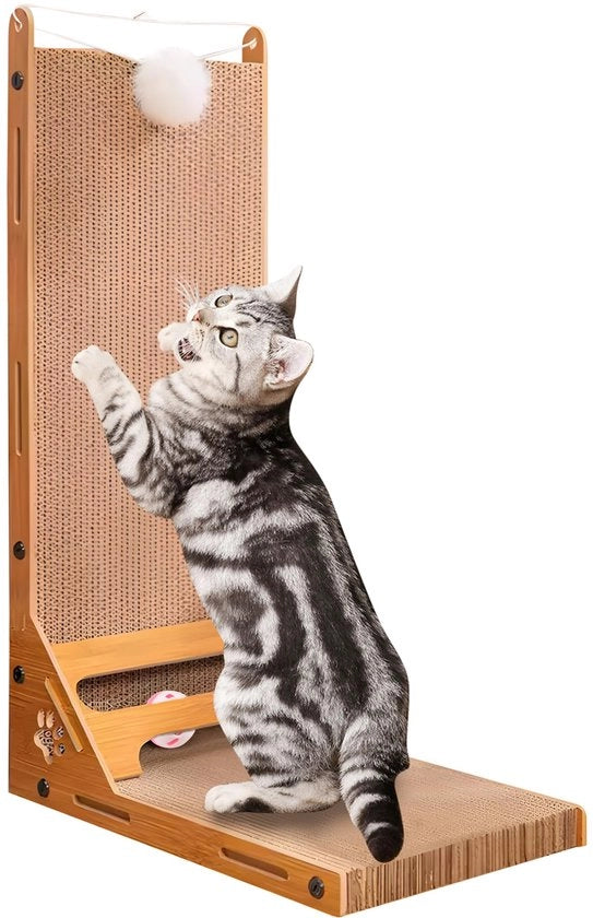 Pannelli di gatto, 60cm, cartone per gatto, L, pannello di gatto, pannello di gatto con pallina di legno e campanelli, per il ripiano di mensole e angoli