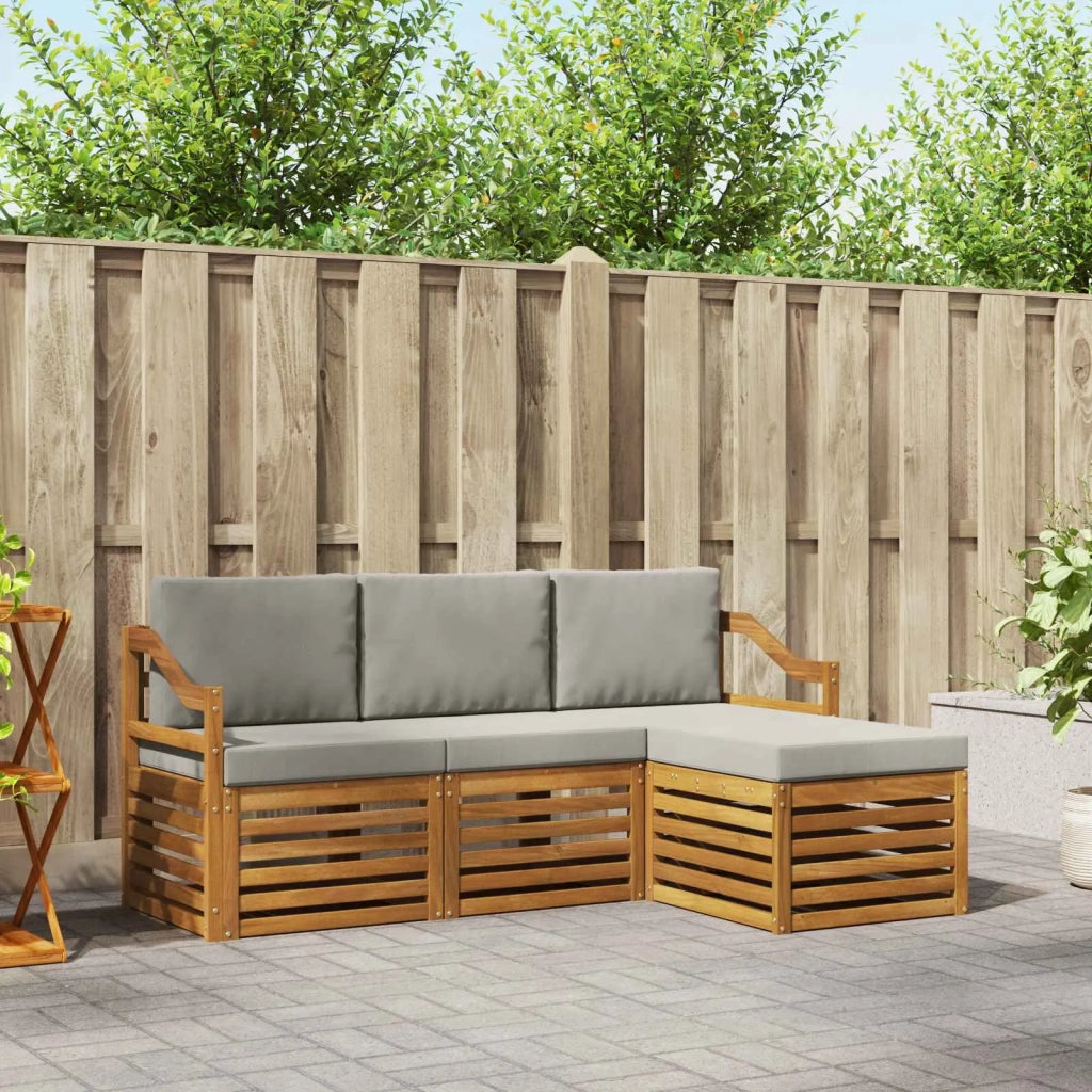 Set di divani da esterno 4 pcs Grigio Naturale e Chiaro 3374626