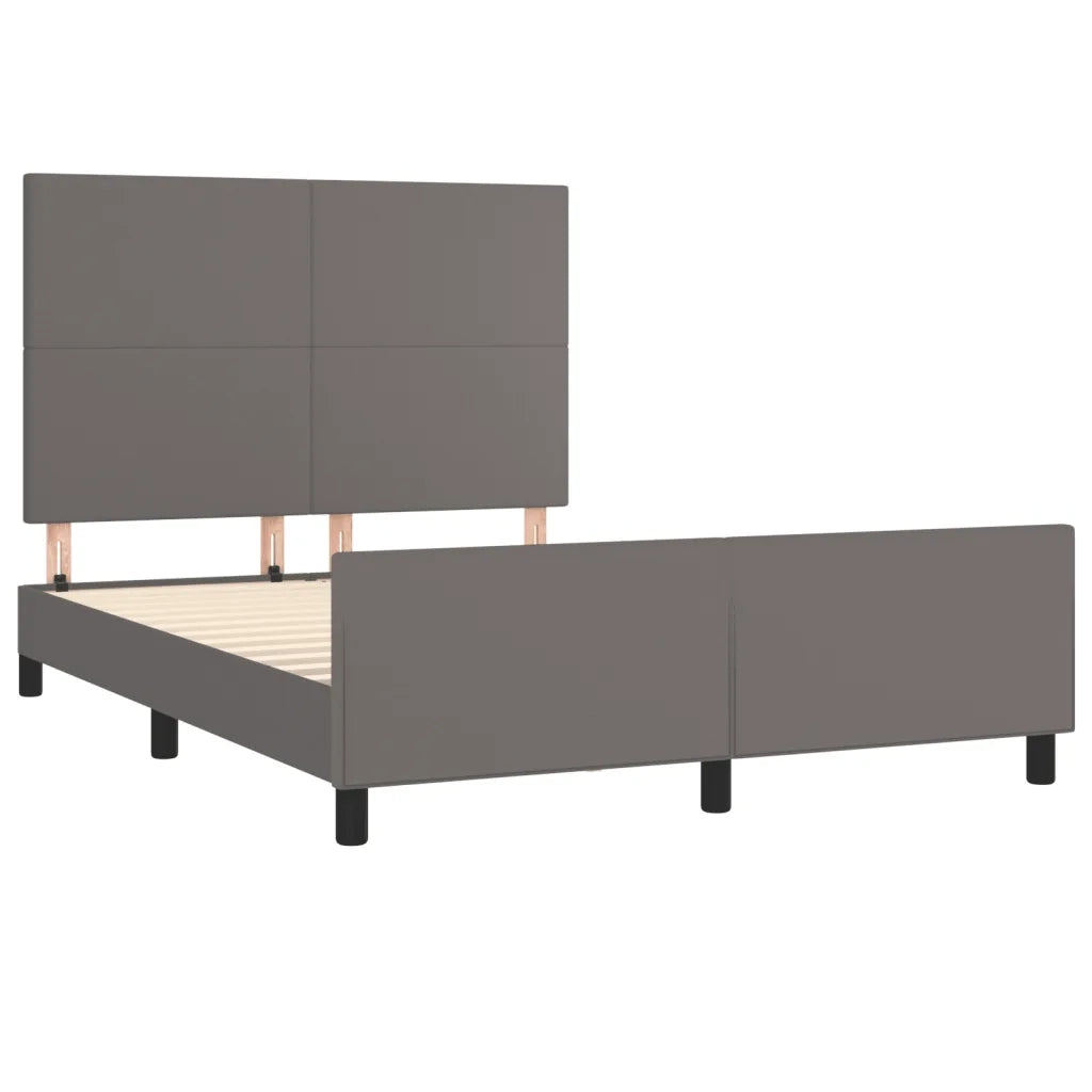 Giroletto con Testiera Grigio 140x200 cm in Similpelle 3125455