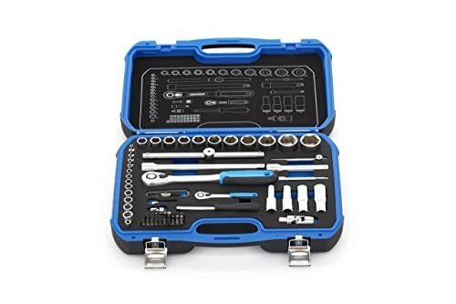 GEDORE 3108902 19 BMC 20 Set di chiavi a bussola 69 pezzi 1-4'' e 1-2'' con cricchetti reversibili e custodia in schiuma colore Blu
