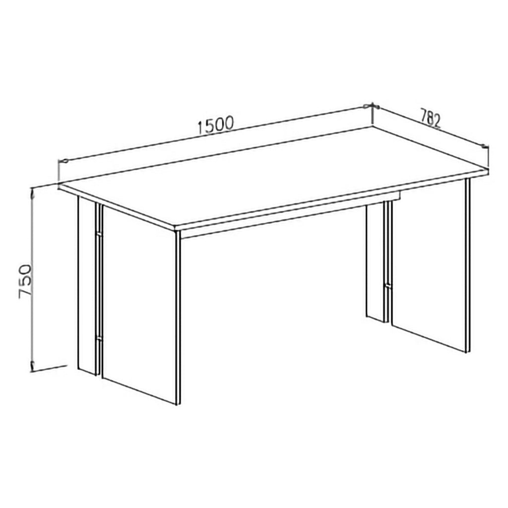 Zibello, Scrivania un Ripiano, 150x78x75h cm Beige
