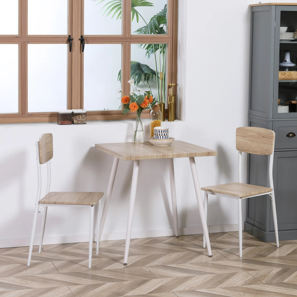 Tavolo da pranzo con 2 sedie ¨C zephmum ¨C bianco metallo MDF