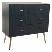 Cassettiera in legno grigio scuro metallo 80x37x78h