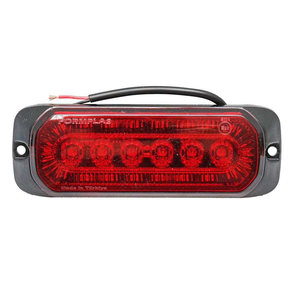 Lampada laterale LED, 12V-24V, rossa intermittente, 132x46 mm, Breckner Germany