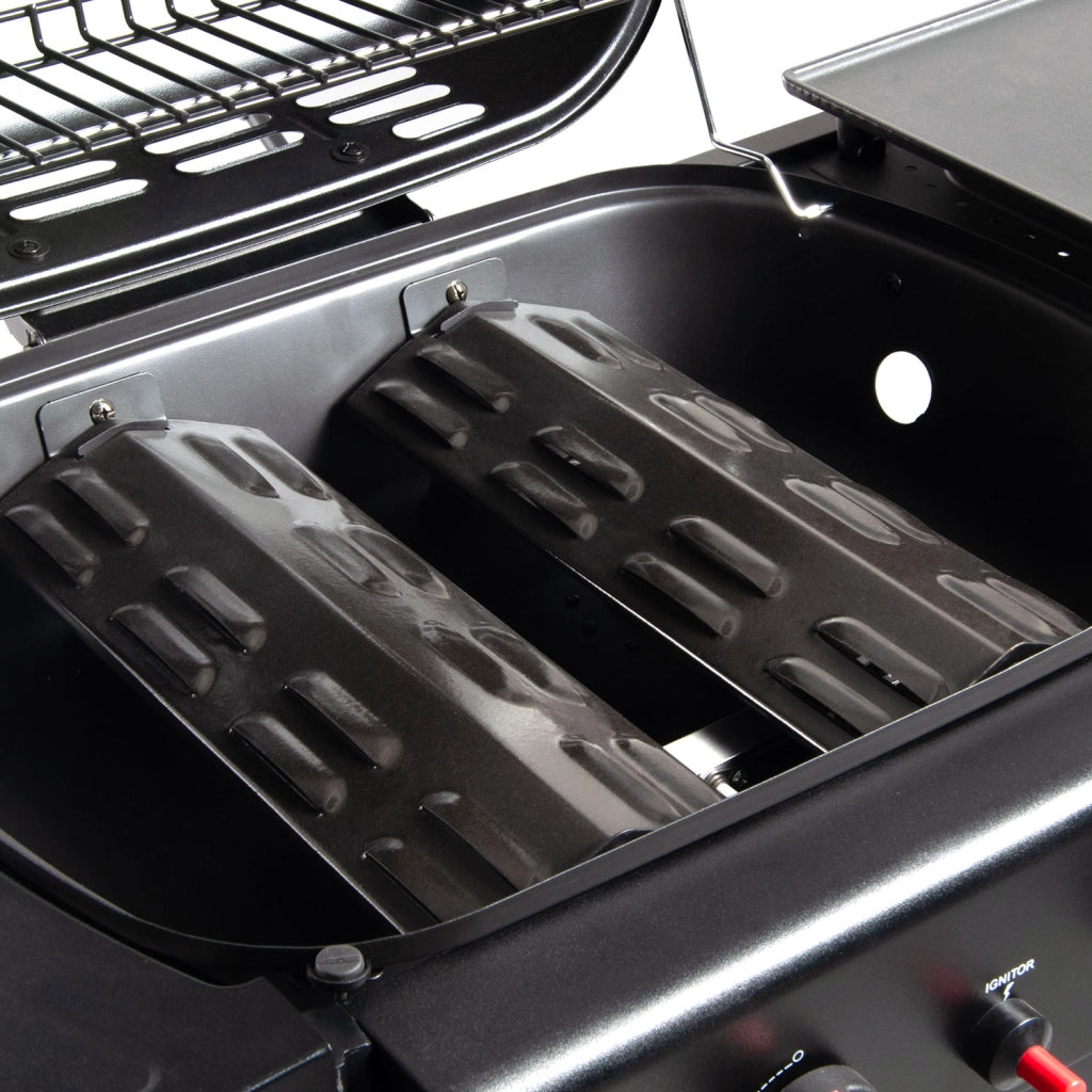 Barbecue a Gas Cheffo a 3 Fuochi Accensione Piezoelettrica 130,5x50,5x93 cm Potenza 8,5 kW in Acciaio Nero