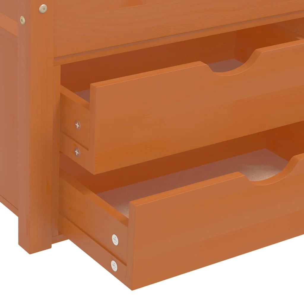Giroletto con Cassetti-Struttura Letto con contenitore Grigio Scuro in Legno di Pino 90x200 cm