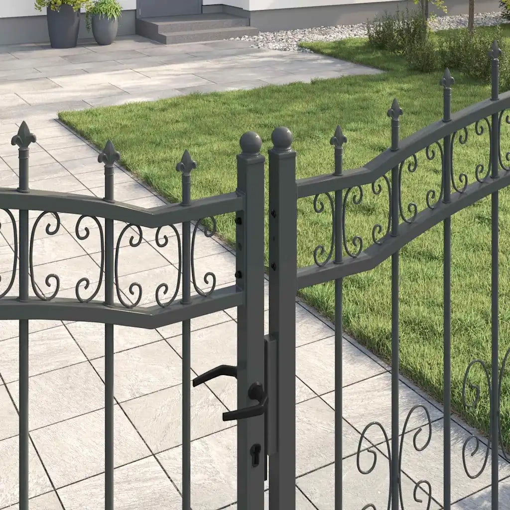 Cancello con Punta a Lancia KAMPEN 305 x 150 cm Acciaio Grigio 42009045