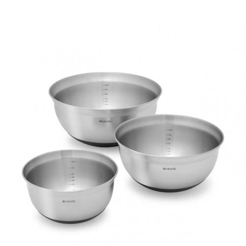 Brabantia 363900 Profile Set Ciotole Graduate 1 L 1,6 L 3 L Acciaio Inox con Base in Silicone Antiscivolo e Resistente al Calore fino a 220 °C colore Acciaio Satinato