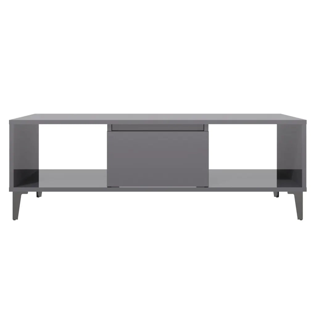 Tavolino Salotto-Tavolino da soggiorno-Tavolo Grigio Lucido 103,5x60x35cm Legno Multistrato 751374