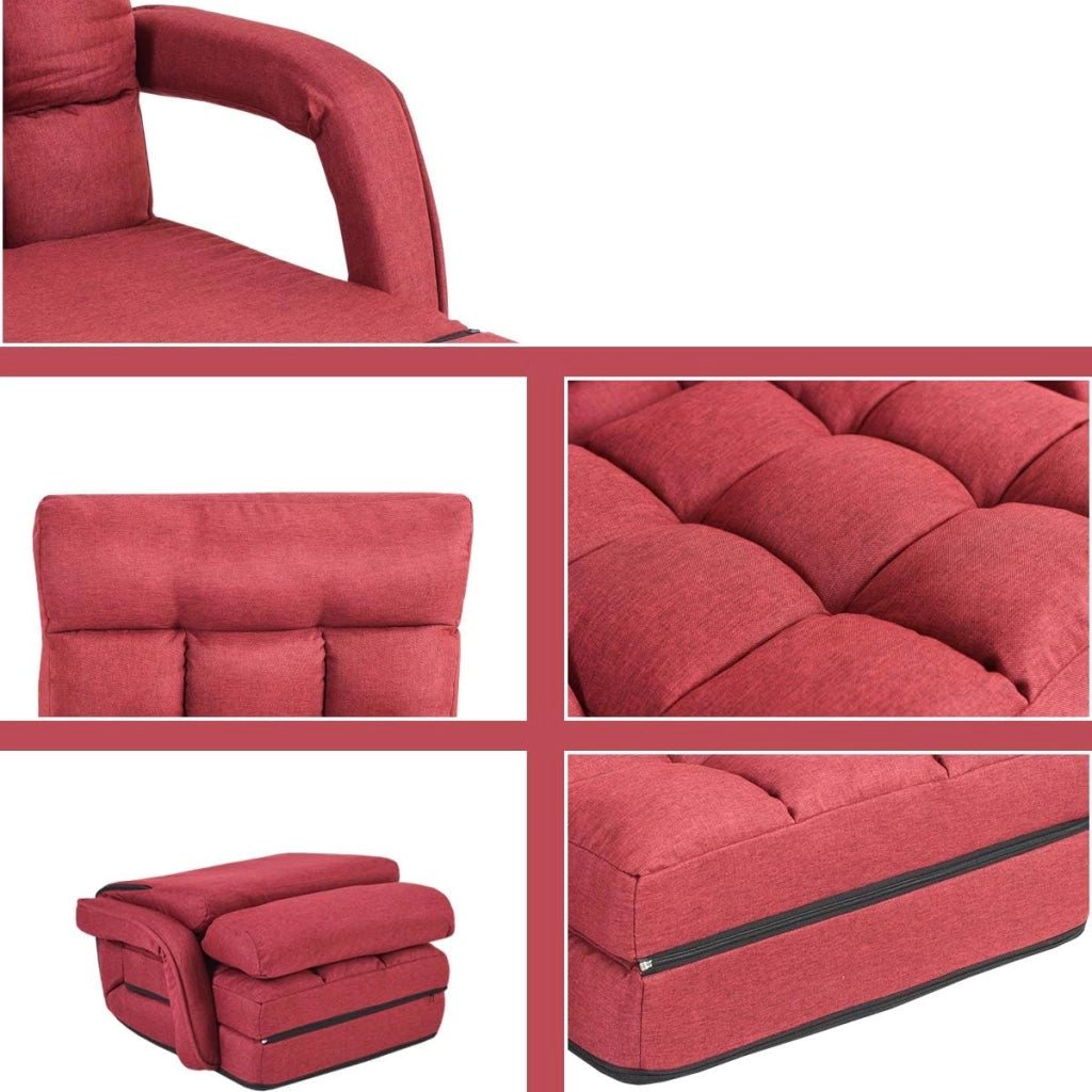 Poltrona Pieghevole da Relax, Schienale Reclinabile a 5 Livelli, Cuscini Imbottiti, Multiuso e Regolabile, Portata di 120 kg, per Ufficio/Soggiorno/Studio, 67x65x72 cm
