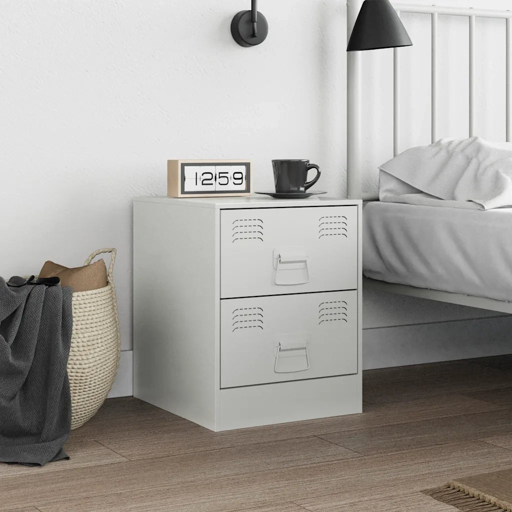 Comodino | Armadio da Notte | Mobiletto da notte Bianco 34,5x39x44 cm in Acciaio