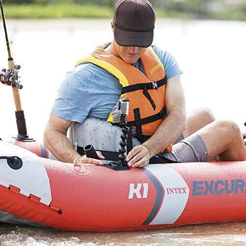 Intex 68303NP Excursion Pro K1 Kayak Gonfiabile 1 Posto 305x91x46 cm portata 100 Kg 2 Skeg Rimovibili colore Rosso