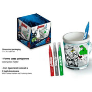 Trade Shop - Tazza Portapenne Da Colorare Avengers Marvel Bicchiere Pennarelli Colori Regalo -