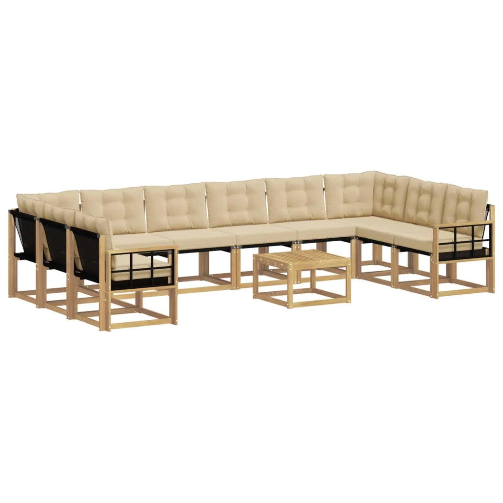 Set di divani da esterno con cuscino 11 pcs Bianco e Beige