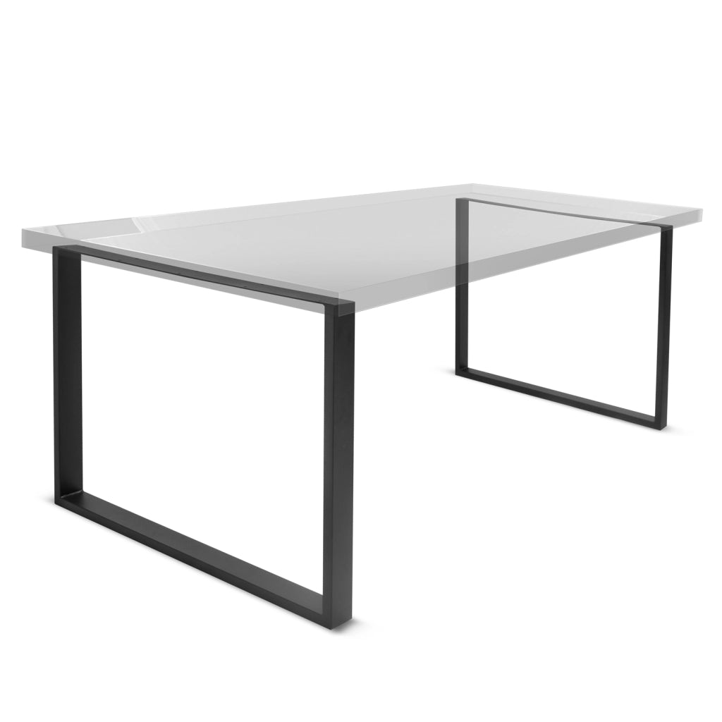 SQUARED - Set di 2 piedi per tavolo in acciaio polverizzato con forma quadrata. Colore nero. Altezza da terra 71cm